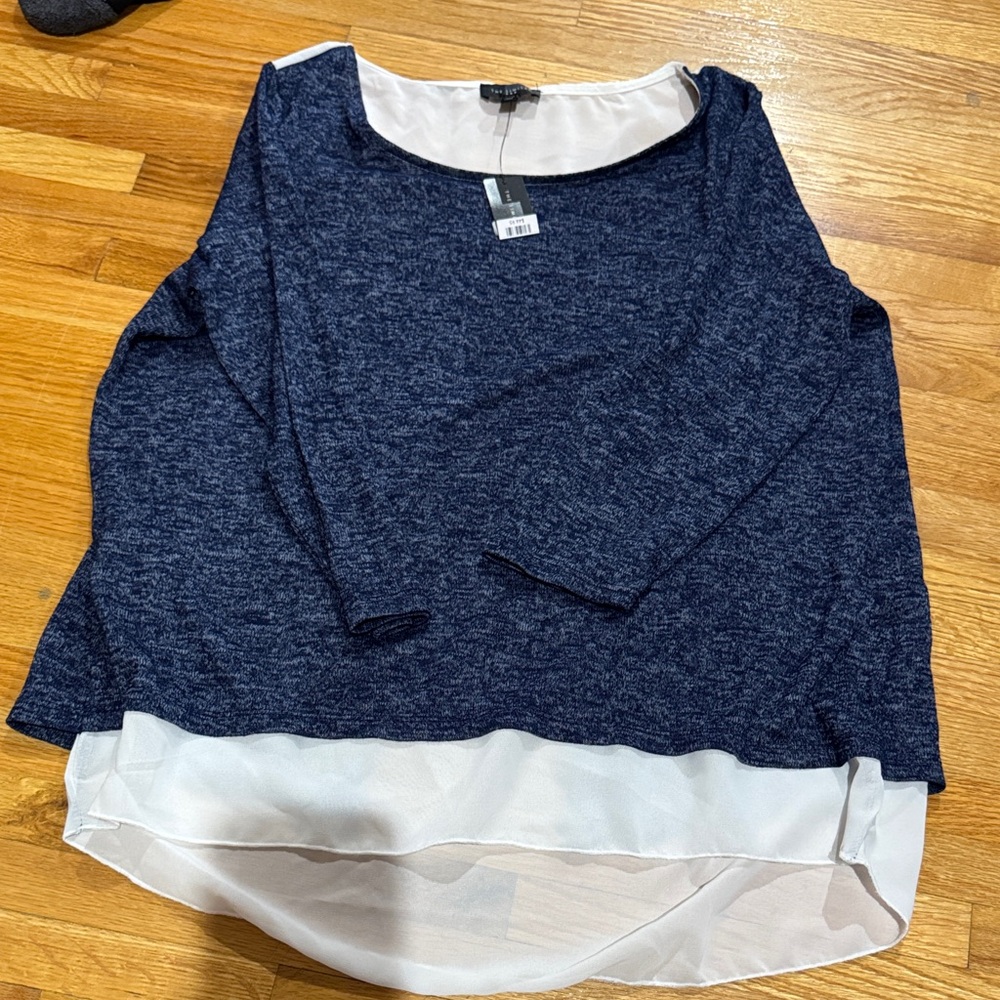 The Limited Navy and White Blouse